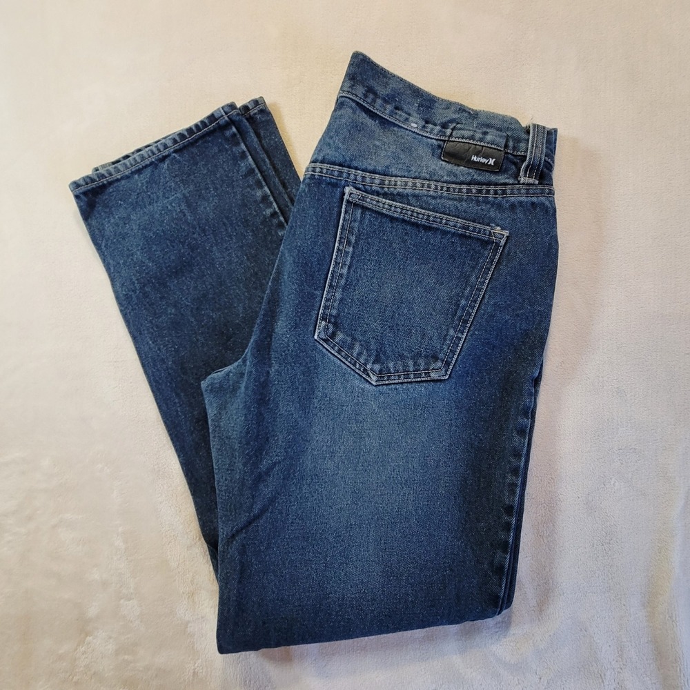 Y2K Classic Hurley Straight Leg Jeans Mens 34 Blue Medium Wash 100% Cotton